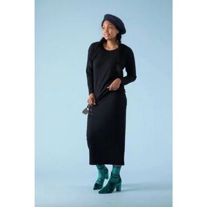 Sonnet James Ribbed Midi Skirt Black